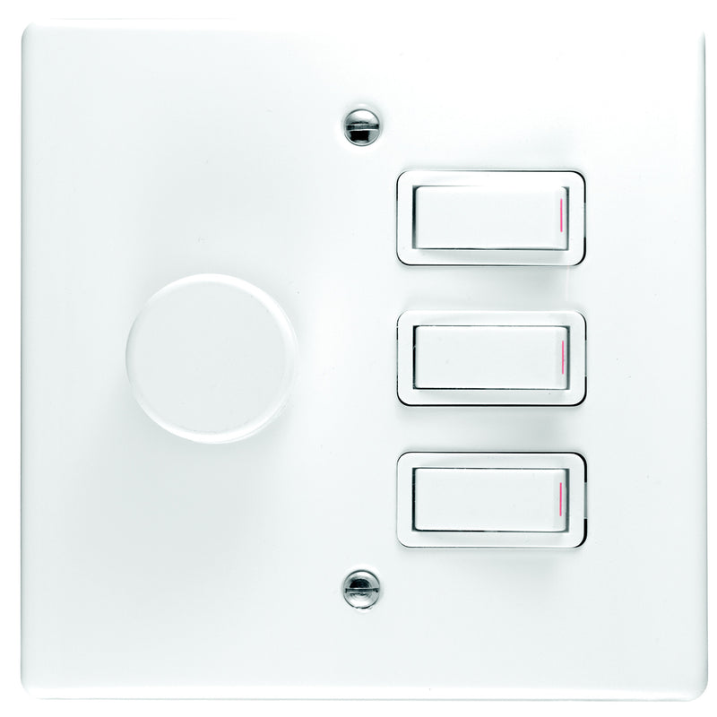 CRABTREE CLASSIC DIMMER SWITCH 3 LEVER + COVER 4X4 600W