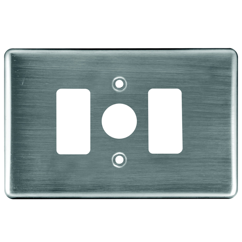 CRABTREE CLASSIC 2 LEVER DIMMER COVERPLATE STEEL 4X2