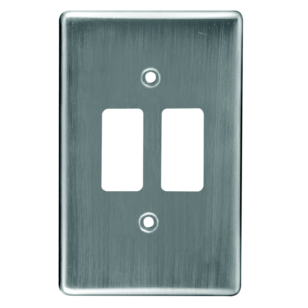 CRABTREE CLASSIC 2 LEVER COVERPLATE STEEL 4X2