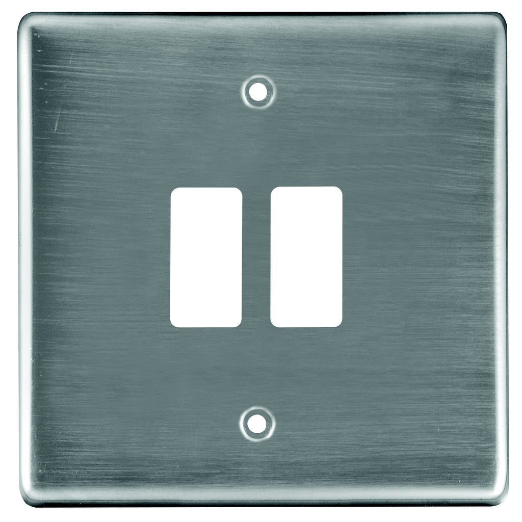 CRABTREE CLASSIC 2 LEVER COVERPLATE STEEL 4X4