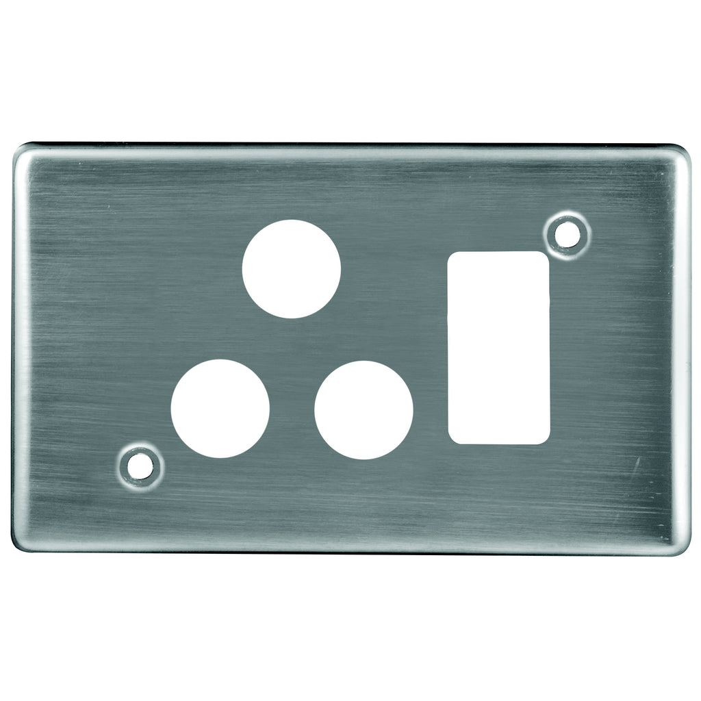 CRABTREE CLASSIC SINGLE SOCKET COVERPLATE STEEL 4X2- HORIZONTAL