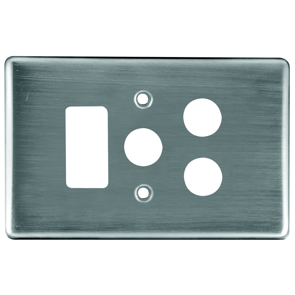 CRABTREE CLASSIC SINGLE SOCKET COVERPLATE STEEL 4X2- VERTICAL