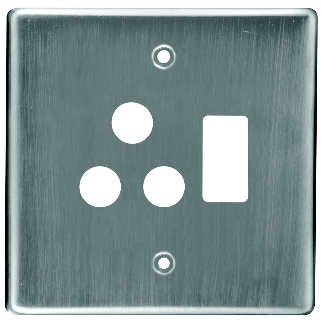 CRABTREE CLASSIC SINGLE SOCKET COVERPLATE STEEL 4X4