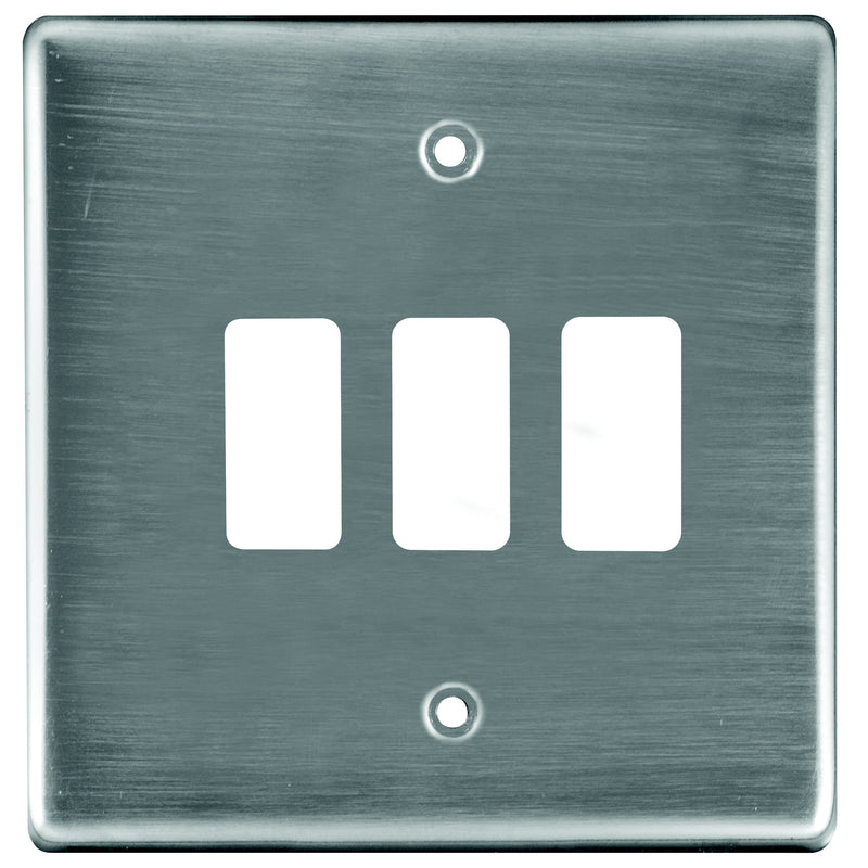 CRABTREE CLASSIC 3 LEVER COVERPLATE STEEL 4X4
