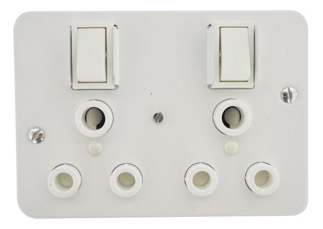 TITAN INDUSTRIAL DOUBLE SWITCH SOCKET + STEEL COVER 75x75