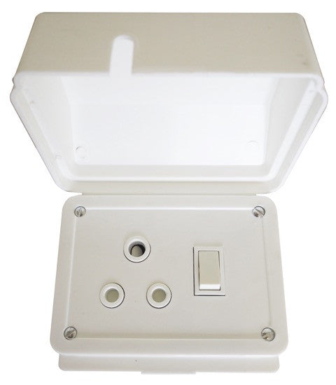 TITAN SINGLE WEATHERPROOF SWITCH SOCKET + COVER 75x75