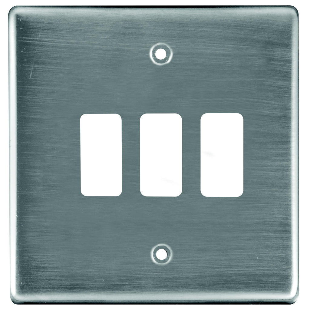 CRABTREE CLASSIC 3 LEVER COVERPLATE STEEL 4X4