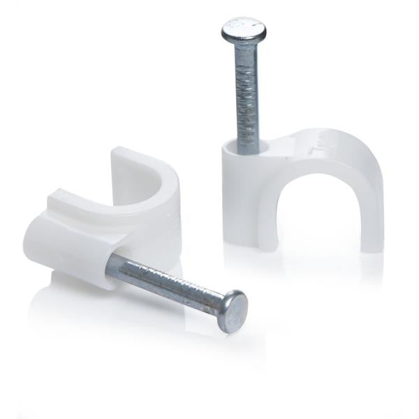 ROUND CABLE CLIPS 9MM WHITE (X100)